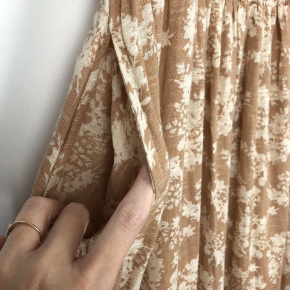 NEW Free People Midi Beige Floral Prairie Dress M - Picture 10 of 12